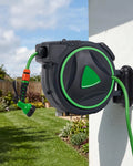 Retractable Garden Hose Reel 1/2 X 65/100 ft & 5/8 X 65/90 ft, 180° Wall Mount Swivel, Auto Rewind For Yard Use