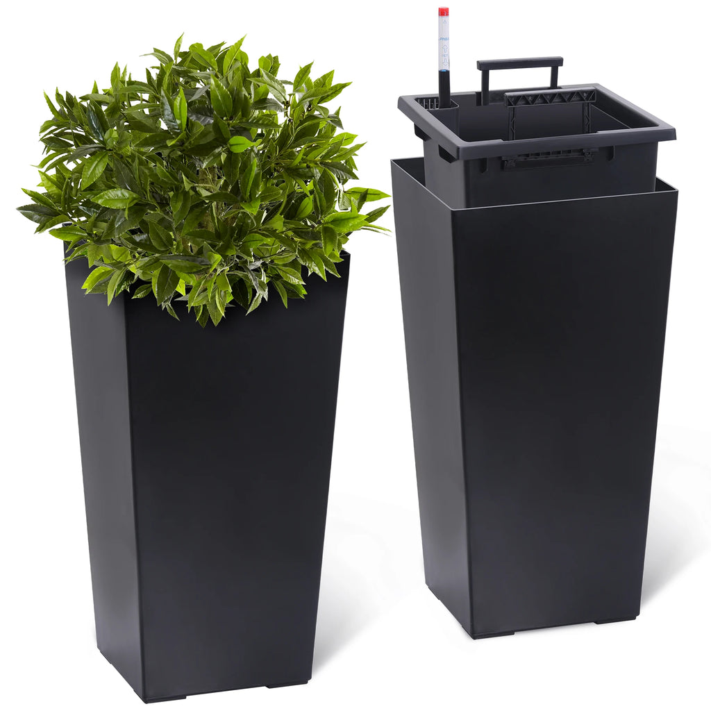 2pcs Outdoor Indoor Planter Pots with Drainage Holes Auto Watering,
