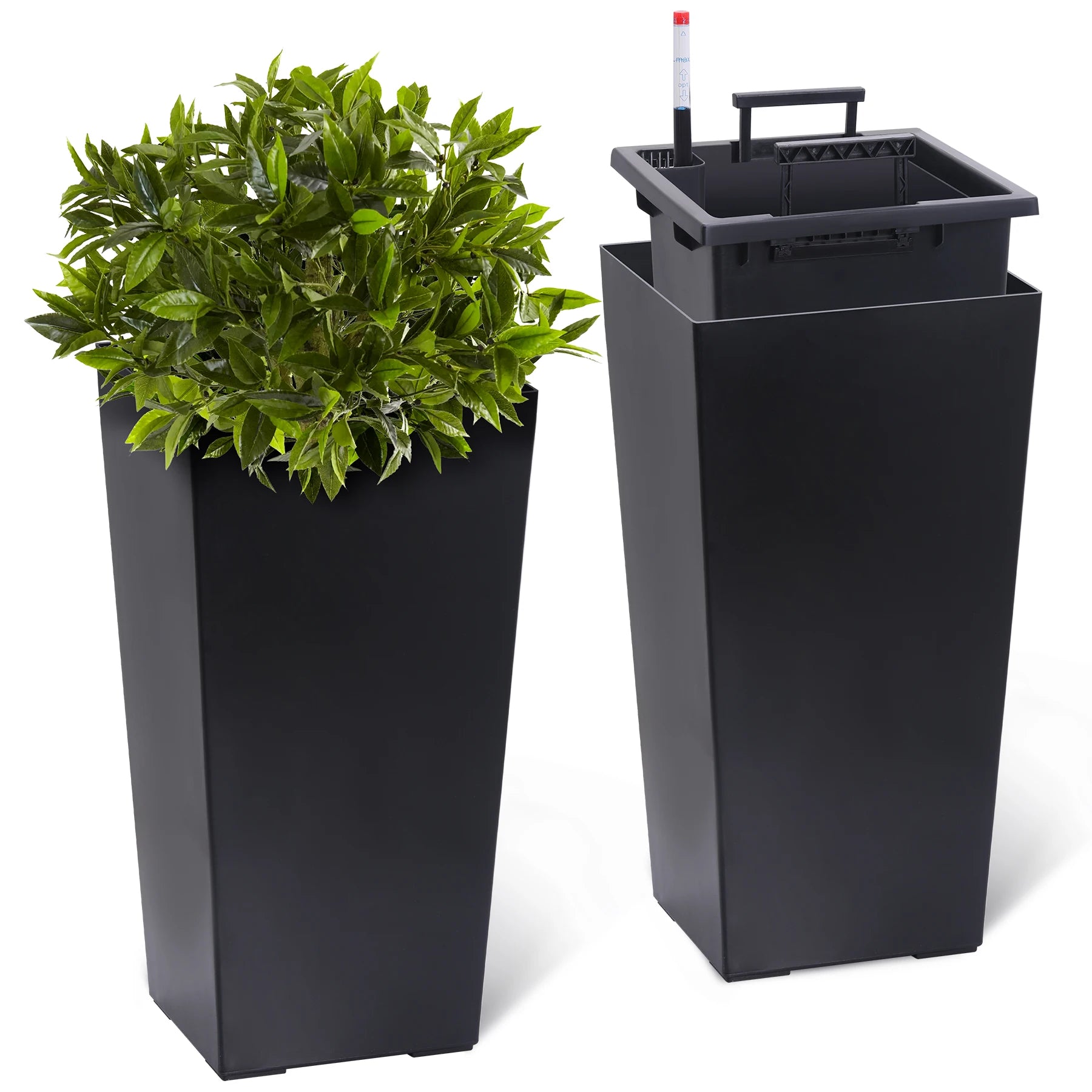 2pcs Outdoor Indoor Planter Pots with Drainage Holes Auto Watering,