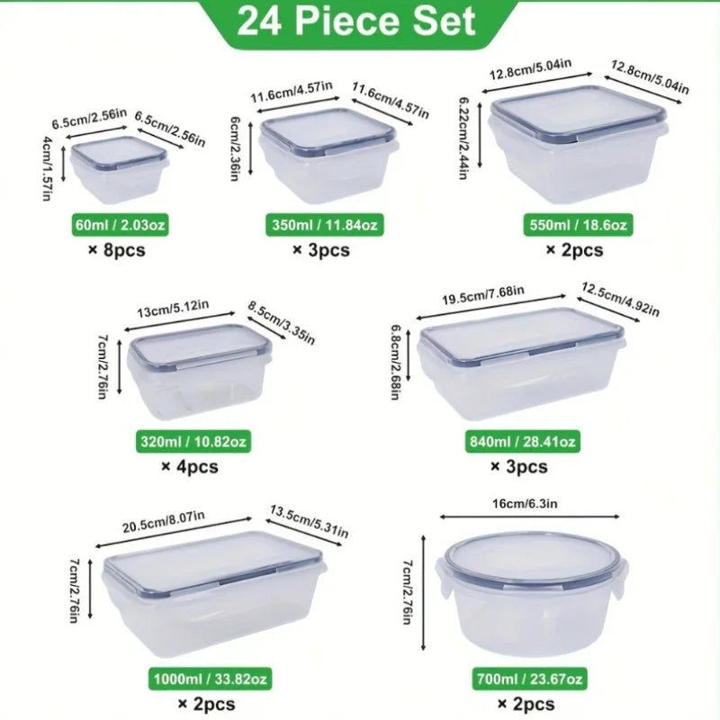 48Pcs BPA-Free Food Storage Airtight Containers & Lids Set
