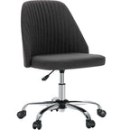 Armless Small Desk Office Chair Cute Vanity Swivel Chair with Back Modern Fabric with Wheels