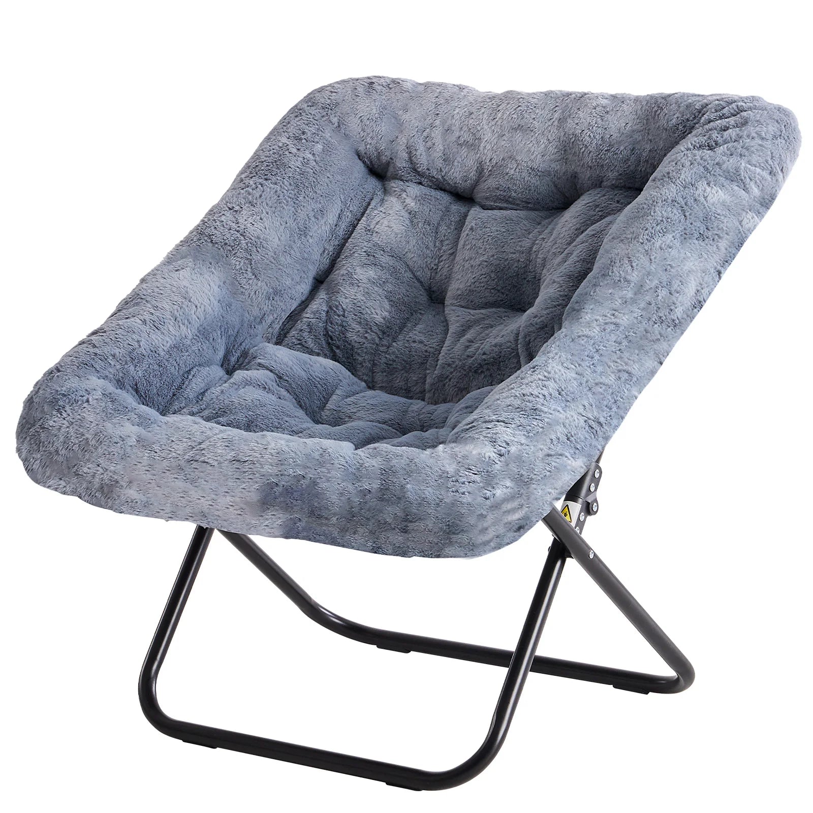 28IN Cozy Saucer Chair With Soft Faux Fur Folding Metal Frame