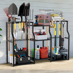 Freestanding Garden Tool Rack Outdoor Workshop Garage Storage Organizer with Slots for Tools