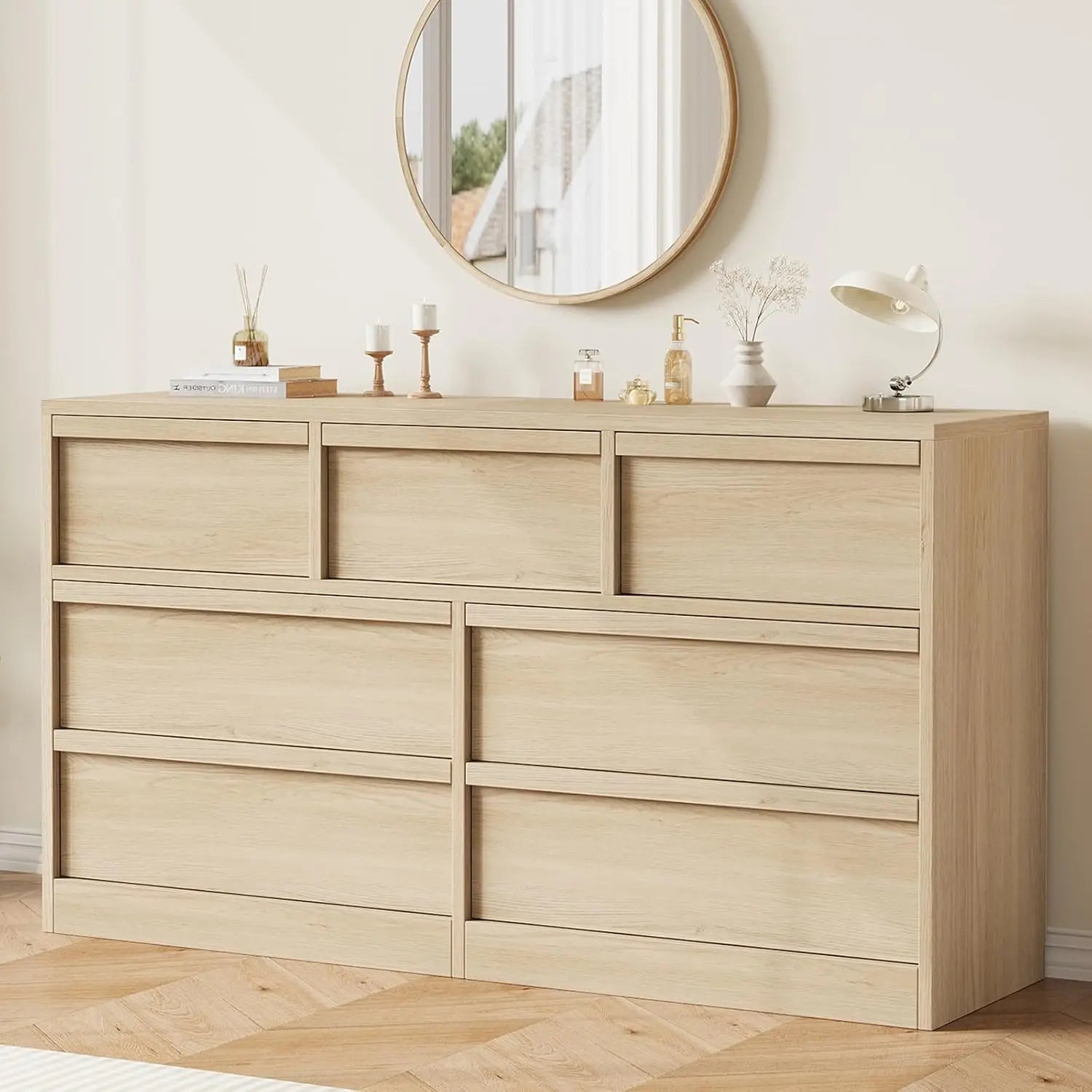 7 Drawer Large Storage Wooden Dresser