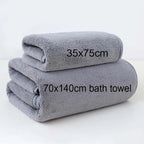 Fleece Thick Bath Towel Set, Solid Color, Soft and Absorbent,