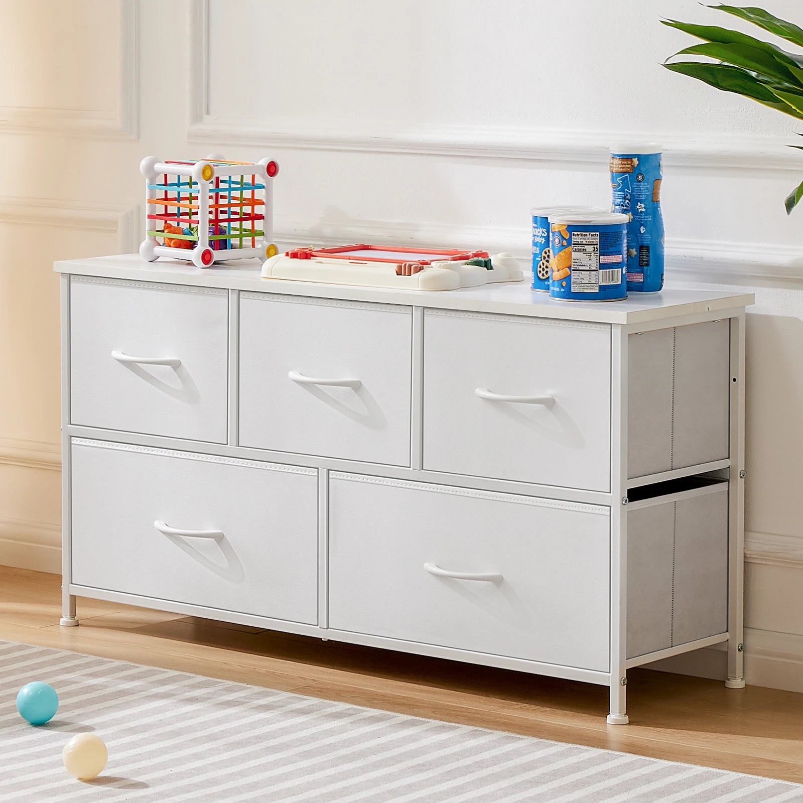 Wardrobe Dresser With 5/7/10 White Fabric Drawers