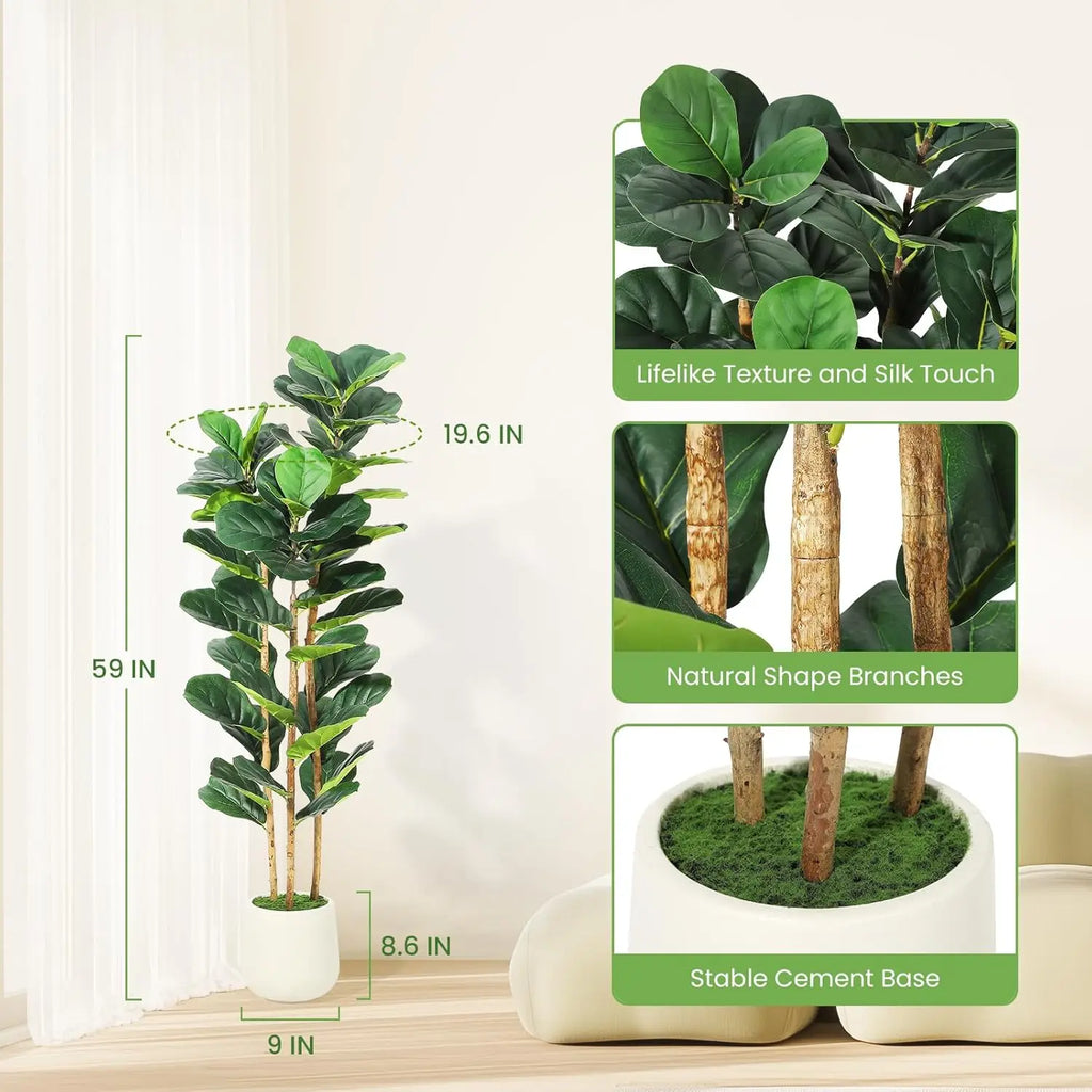 5/6/7 FT Artificial Faux Fiddle Leaf Fig Tree with Pot