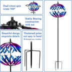 Kinetic Garden Wind Spinner, Double-Layer Metal Art, Blue and Purple Gradient