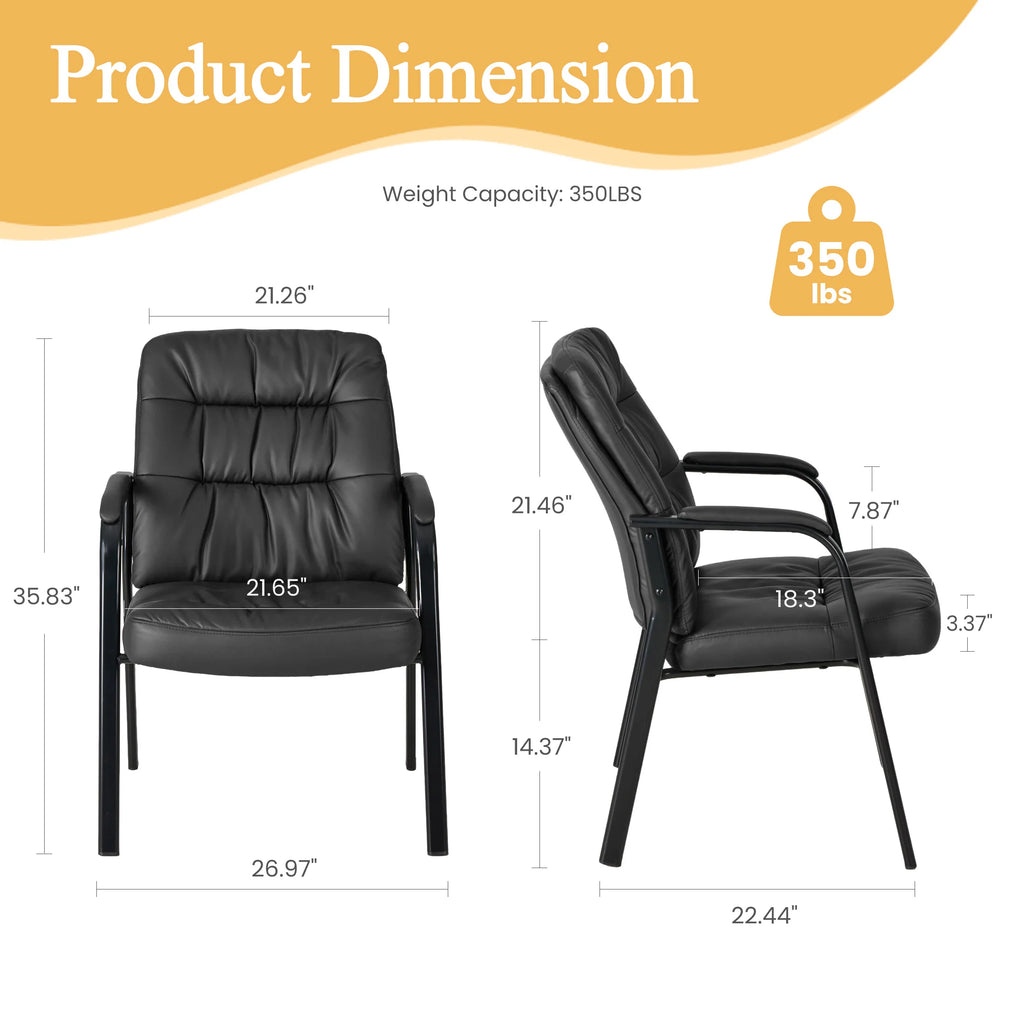Heavy PU Leather Ergonomic Office Chair with Lumbar Support Padded Armrests Waiting Room Desk Chair Office