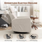 Electric Swivel Recliner Chairs for Adults, Nursery Glider Rocking Chairs with USB & Type-C Ports