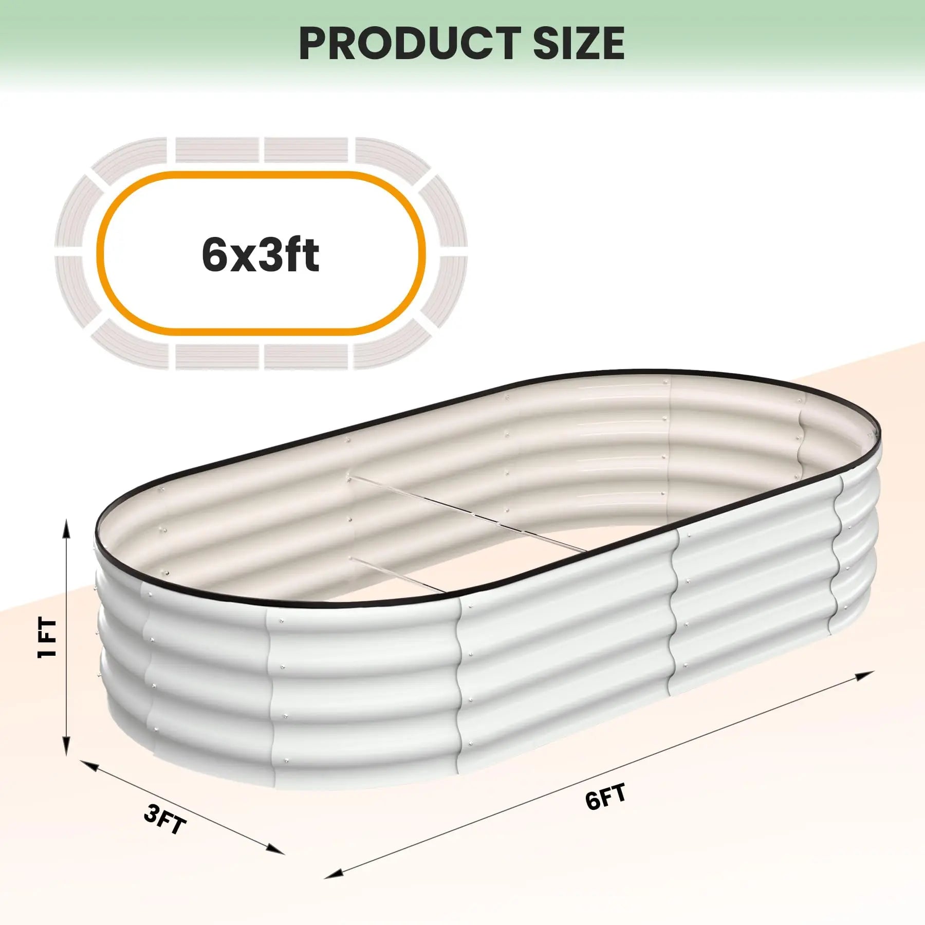 2-Pack Oval Galvanized Steel Raised Garden Bed Open Base Safety Edge Planter Box