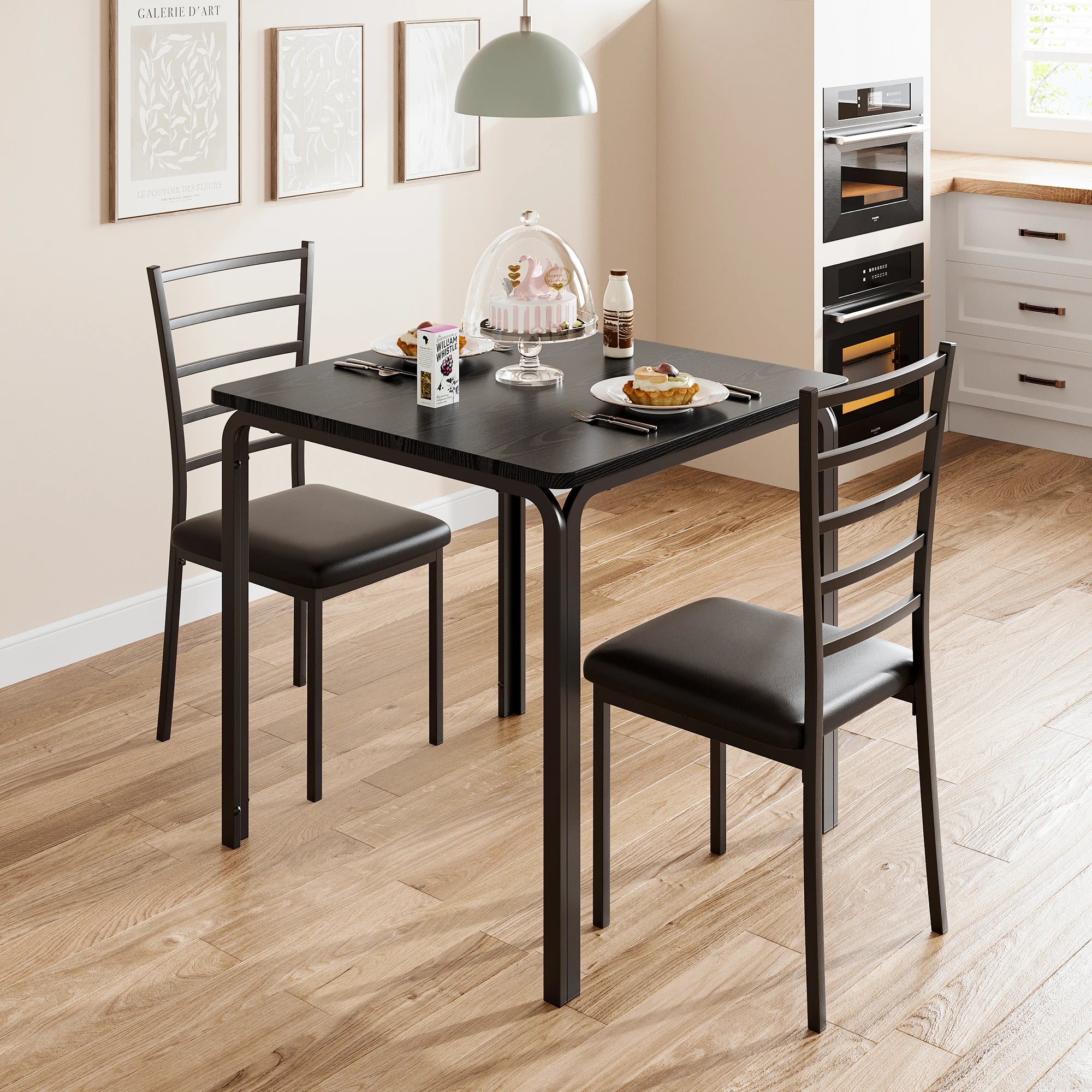 Small Dining Table Set With 2 Upholstered Chairs