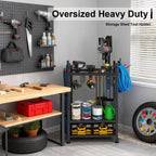 Yard Tool Tower Rack For Garage Organization And Storage, Holds Long-Handled Tools/Rakes/Brooms, Heavy Duty Steel