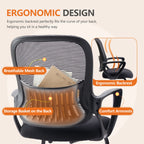 Ergonomic Office Chair No Wheels with Comfy Armrest and Mesh Lumbar Support Back Basket Design