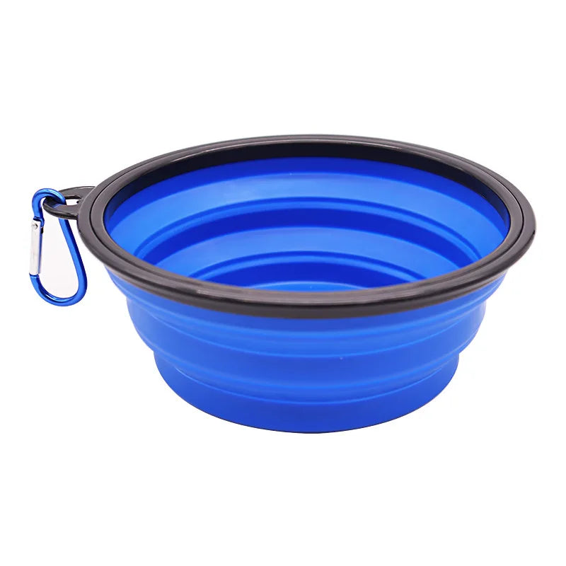 Folding Portable Silicone Dog Feeder Bowl with Carabiner Bottle Food Water Container