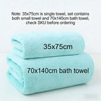 Fleece Thick Bath Towel Set, Solid Color, Soft and Absorbent,