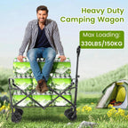 Heavy Duty Foldable, Portable Wagon for Groceries, Beach with All-Terrain Wheels  Drink Holders,
