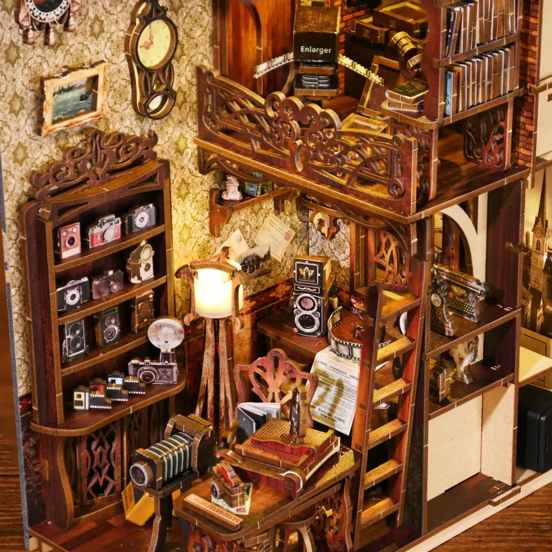 DIY Wooden Puzzle Miniature House Kit For Bookshelf Room Decoration