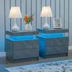 2 LED Nightstands with 2 Drawers,
