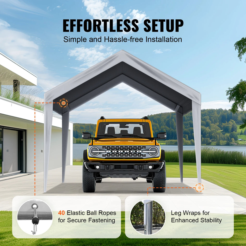 Carport Replacement Canopy Cover Heavy-Duty Waterproof & UV Protected with Ball Bungees