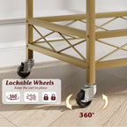 2-Tier Home Dining Room Bar Serving Cart on Lockable Wheels