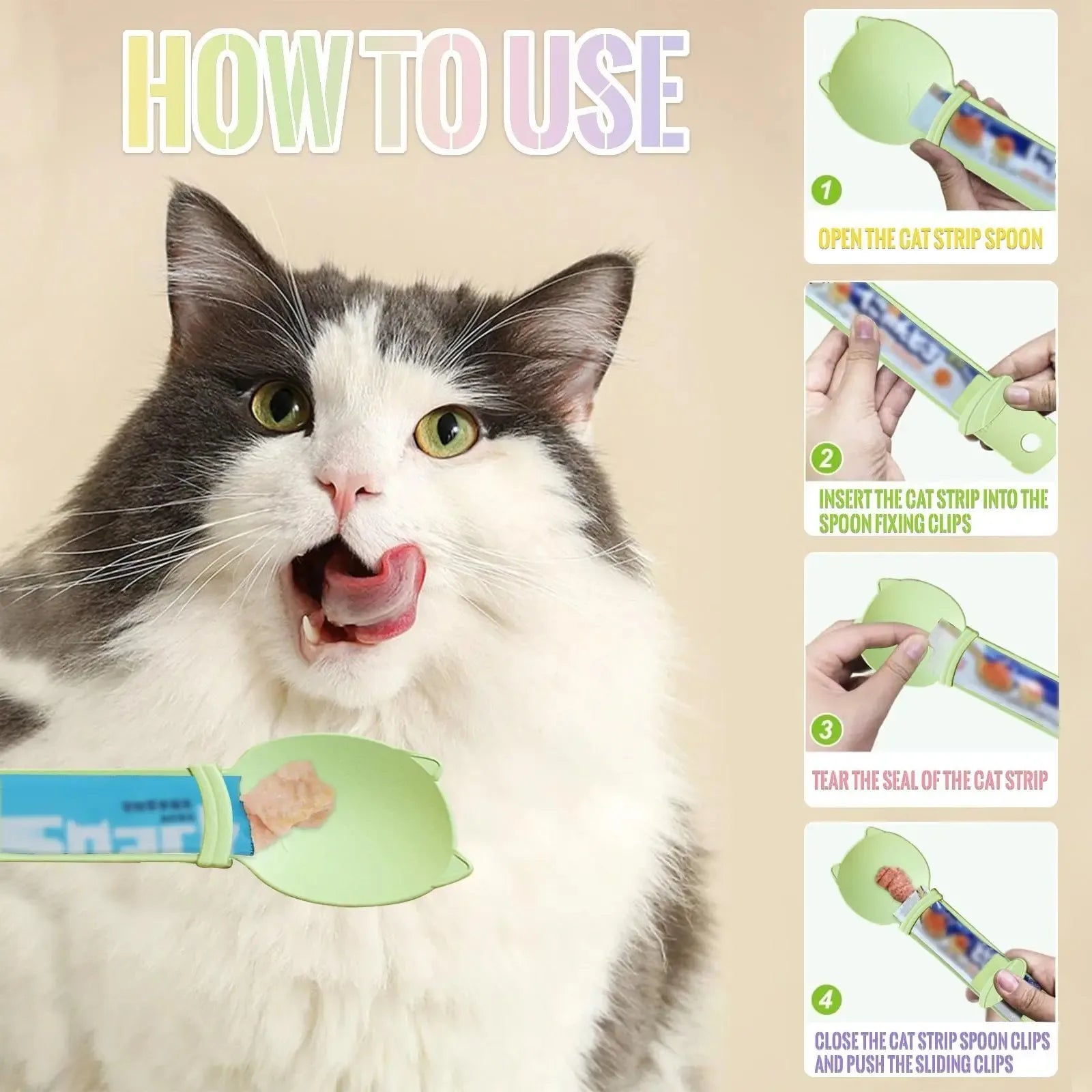 4 pcs Cat Strip Feeder, Pet Food Mixing Squeeze Spoon Tool,  Multifunctional Lickables Wet Treat Feeding Dispenser,