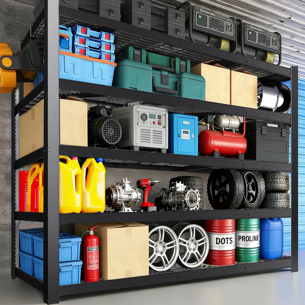 84 Inch Heavy-Duty Metal Storage Rack with 2000 lb Capacity per Layer Industrial Style Freestanding Shelf for Garage, Warehouse