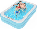 Inflatable Swimming Kiddie Pool, Size 103" X 69" X 20" Rectangle Blow Up Family Pool for Children