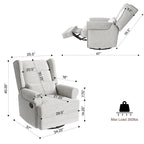 Upholstered Swivel Recliner Chair, Comfy Glider Rocking Chair with Lumbar Pillow and Footrest,