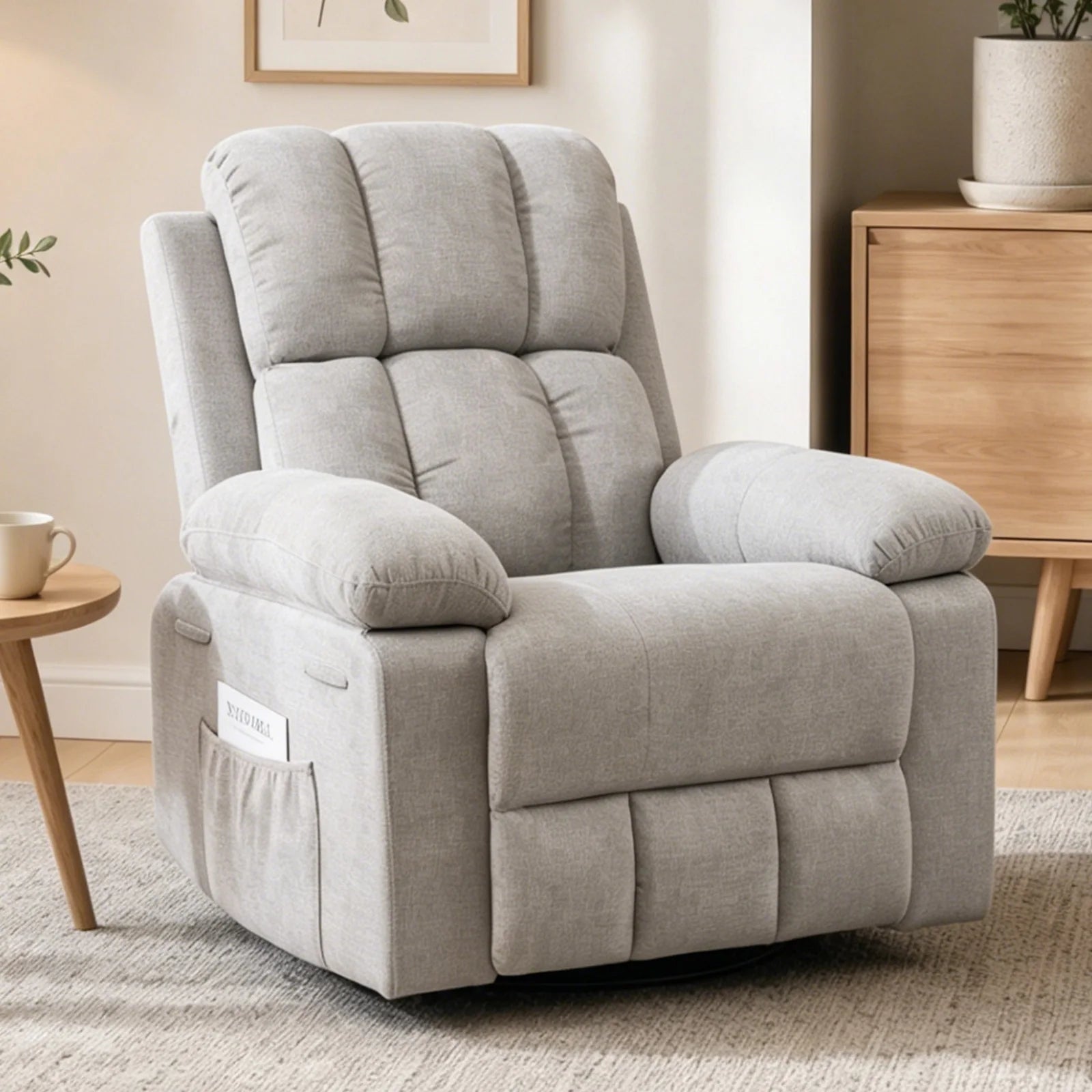 Rocking Recliner Chair, Modern Glider, Chenille Fabric Upholstery Recliner, Manual Reclining