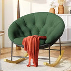 Wide Comfy Saucer Nursery Rocking Chairs with Removable Cushion,
