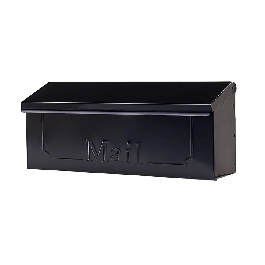 Townhouse galvanized steel small wall-mount mailbox in black for residential outdoor use with rust-resistant finish