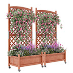 61.5" Wood Planter Box Raised Garden Bed With Trellis/Wheels