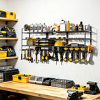 138CM Long Large Power Tool Organizer Rack for Garage Wall Organization Drill Holder Heavy Duty Metal Tool Shelf Holds 12 Cordless Drills