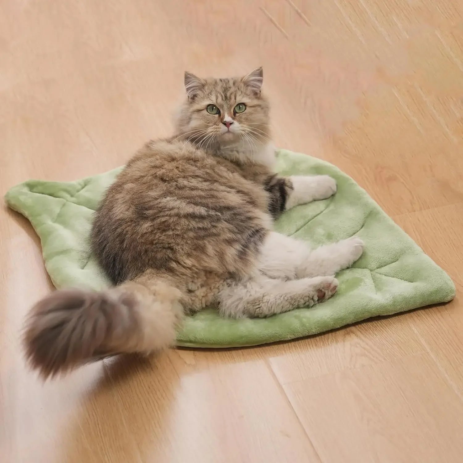 Self Warming Cat Leaf Mat, Soft Fleece & Foil Insulation, 26.5"x20.5" All-Season Pet Bed