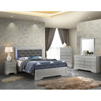 Queen Bed Silver Champagne Modern Design Stylish Furniture