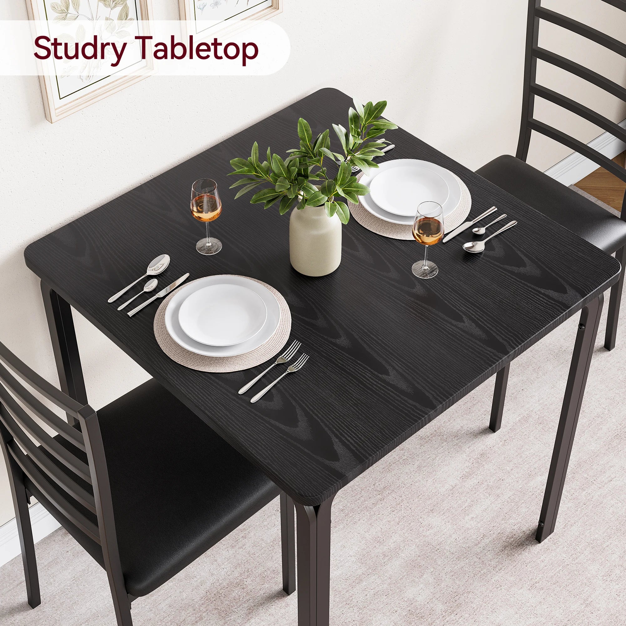 Small Dining Table Set With 2 Upholstered Chairs