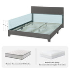 Full/Queen/King Upholstered Bed Frame with Adjustable Linen Headboard, Sturdy Wood Slats & Quiet Support