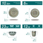 Vancasso Bohemian Mandala Patterned Ceramic 16PCS Porcelain Dinnerware Set