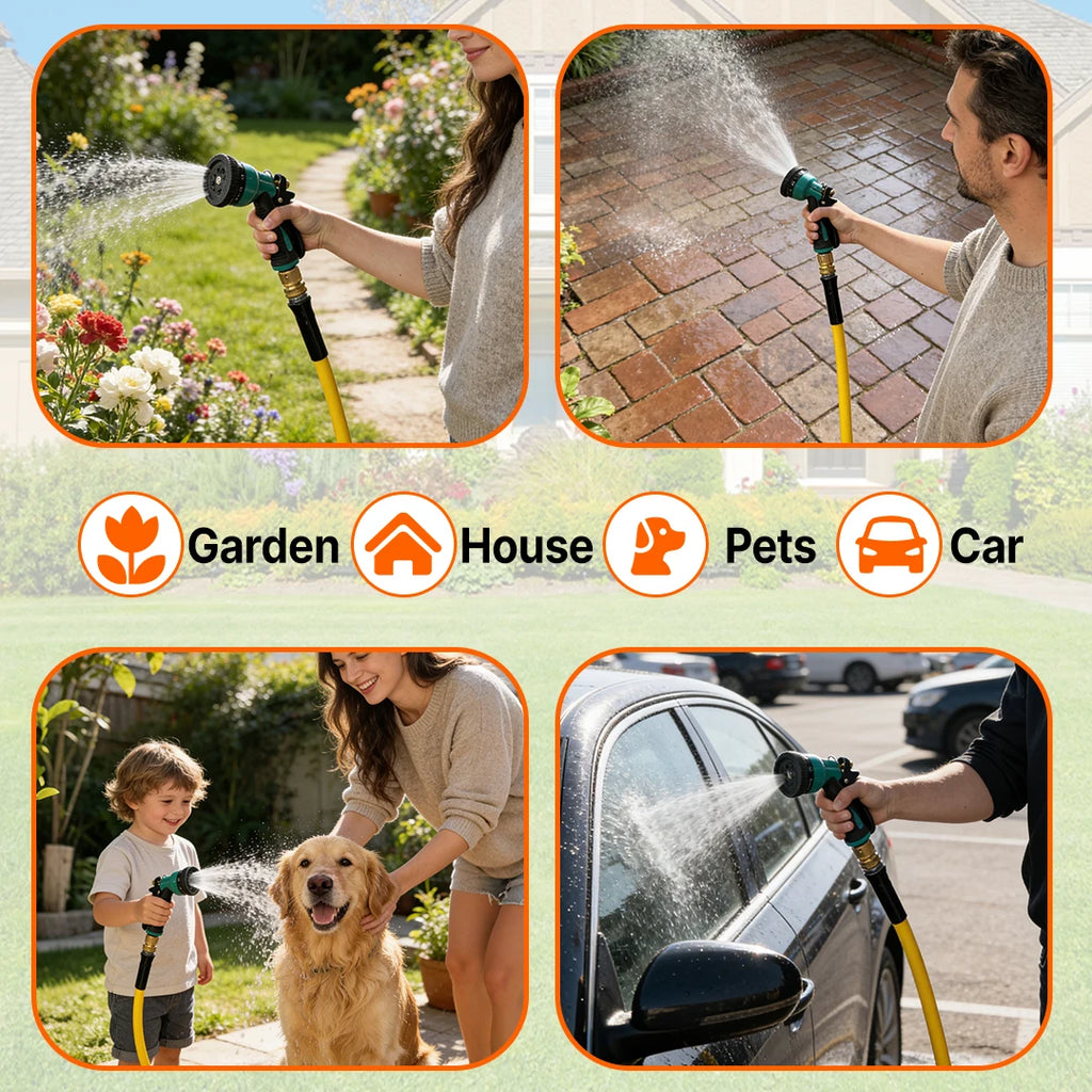 All Weather Hybrid  Garden Hose with 3/4'' Aluminum Fittings Lightweight, Kink Free.Flexible