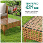 7Piece Patio Furniture Set, All Weather Wicker Patio Conversation Sectional
