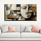Hand-painted oil paintings in abstract geometric shapes,