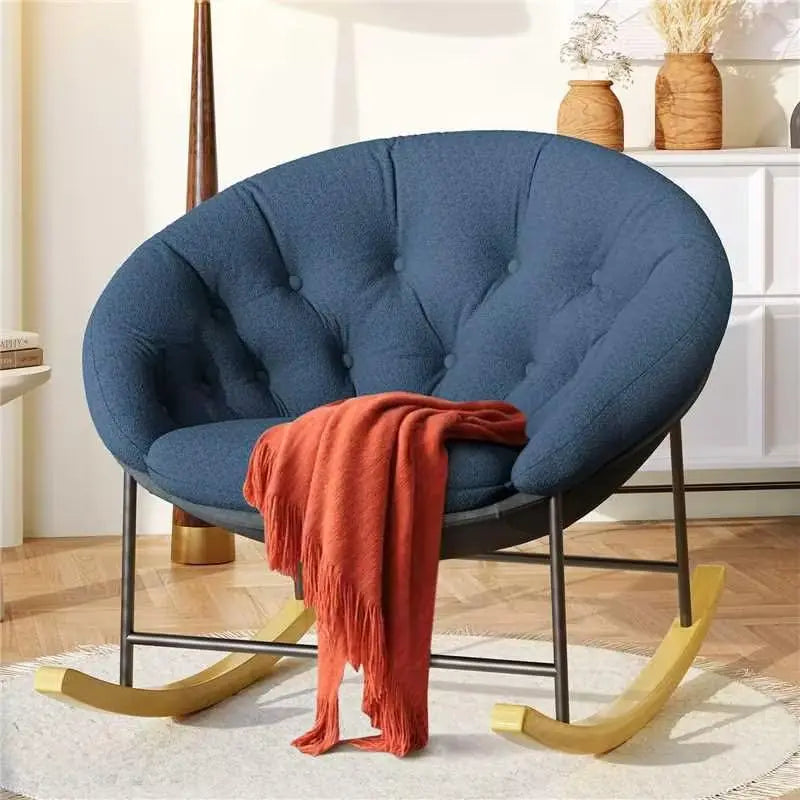 Wide Comfy Saucer Nursery Rocking Chairs with Removable Cushion,