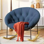Wide Comfy Saucer Nursery Rocking Chairs with Removable Cushion,