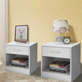 2 Wood Shelf Bedroom End Tables with Storage