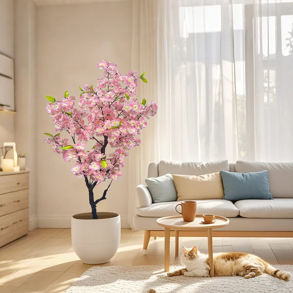 Artificial Tall Faux Cherry Blossom Tree With Pot