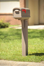 Classic Plastic Outdoor Mailbox and Post Kit,  Mocha, Durable Outdoor