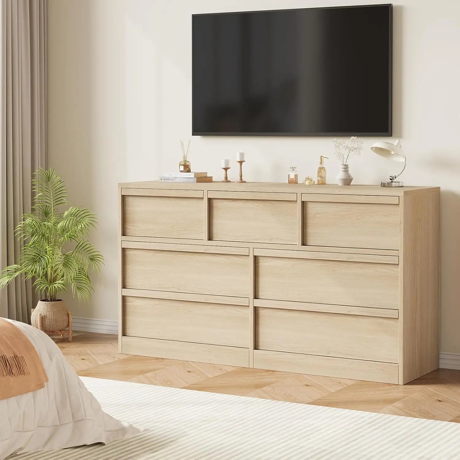 7 Drawer Large Storage Wooden Dresser