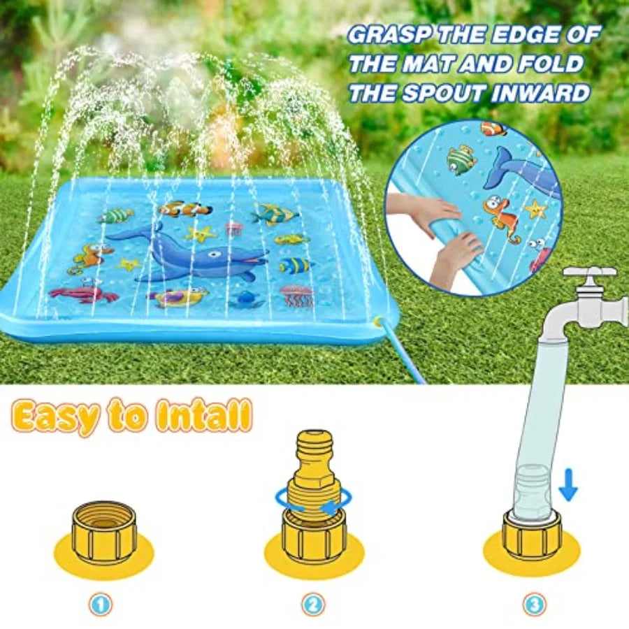 67 inch Inflatable Wading Pool Water Toy in Blue for Ages 3-9 Years Great Summer Fun Gift for Backyard