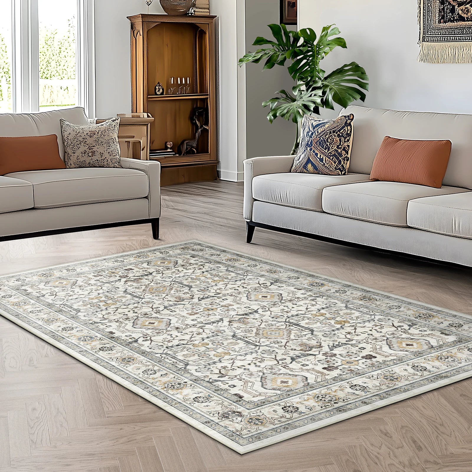 Retro Turkish Persian Vintage Washable Area Rug